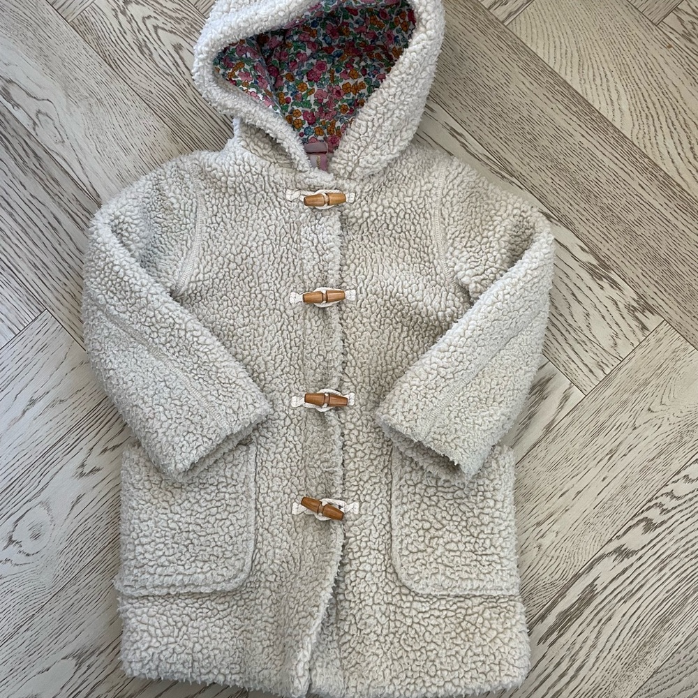 Cozy warm Cream Kids Hooded Coat Sherpa